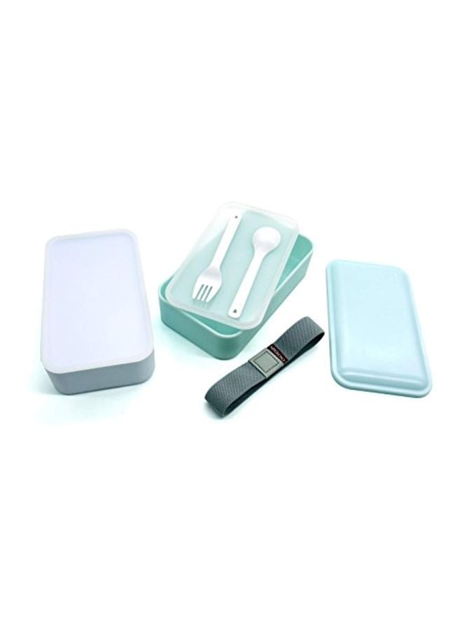 2-Tier Lunch Box Blue/White 7.3x4.1x3. 9inch - Image 4