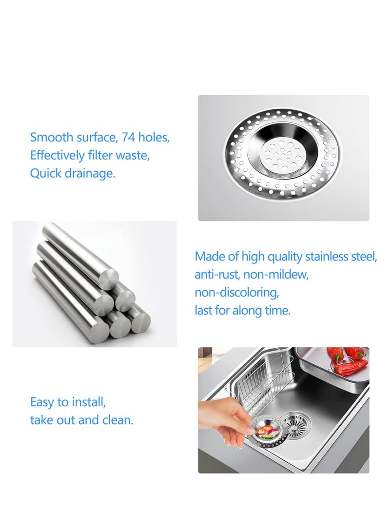 Y&D Kitchen Sink Strainer, 8PCS Stainless Steel Drain Plug Filter, Shower Cover Protector Filter Hole for Bathroom (2.99 Inch)  - Image 4