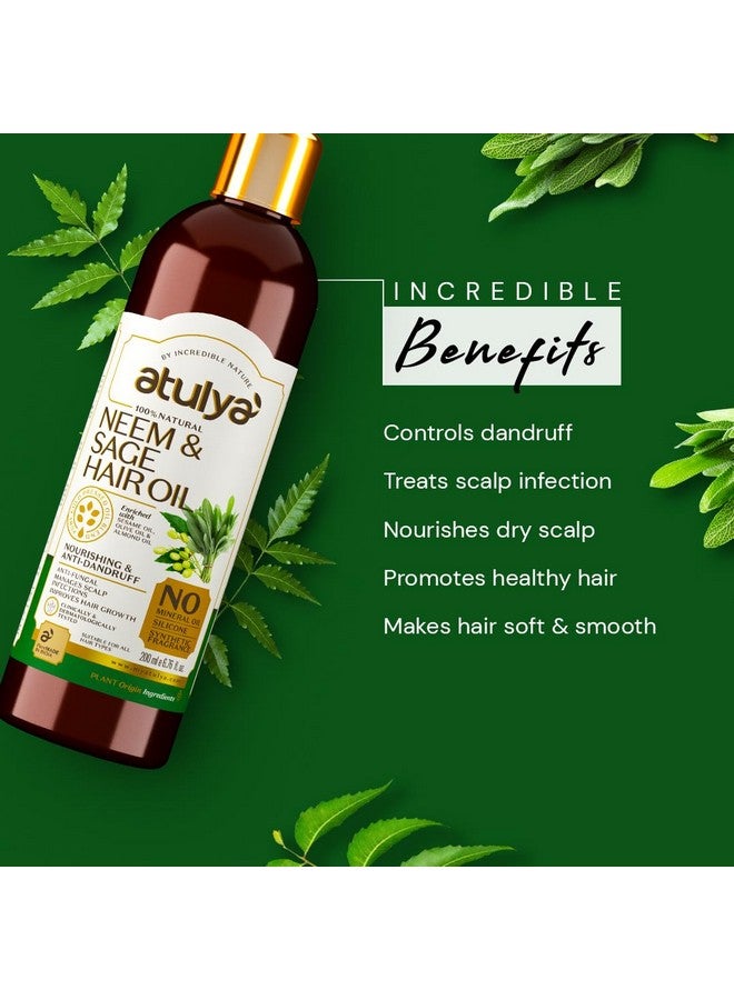 atulya Neem & Sage Hair Oil Antidandruff Hair Oil Hair Oil For Hair Growth Silicone & Mineral Oil Free Suitable For All Hair Types 200Ml - Image 2