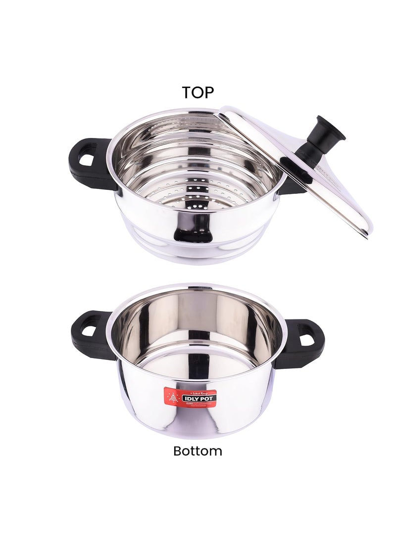 EUROstyle KITCHENWARE COOK WITH COMFORT EuroStyle American Steamer 12 Standard Stainless Steel Steamer 2 Tier Structure For Vegetable Momos Stainless Steel EUS_AS_12_STD  - Image 2