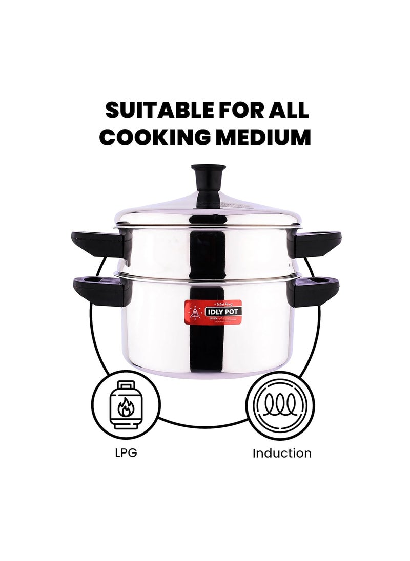 EUROstyle KITCHENWARE COOK WITH COMFORT EuroStyle American Steamer 12 Standard Stainless Steel Steamer 2 Tier Structure For Vegetable Momos Stainless Steel EUS_AS_12_STD  - Image 4