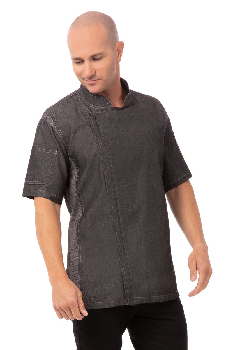 Chef Works Men's Delancey Chef Coat, Black, Large - Image 1