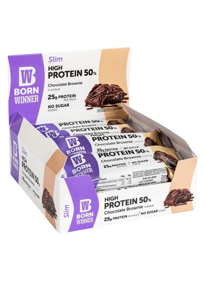 BORN WINNER Slim Protein Bar - Chocolate Brownie - (12 pack)  - Image 1