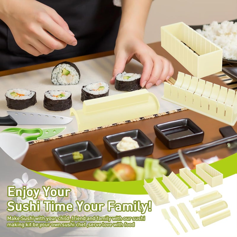 TIMDAM Sushi Making Kit, 12 Pcs Sushi Maker Kit, Sushi Molds Press with Sushi Rice Mold Shapes, Sushi Maker Roller Kit, Sushi Kit for Beginners, DIY Home Onigiri Mold Sushi Tool Kitchen Accessories - Image 3