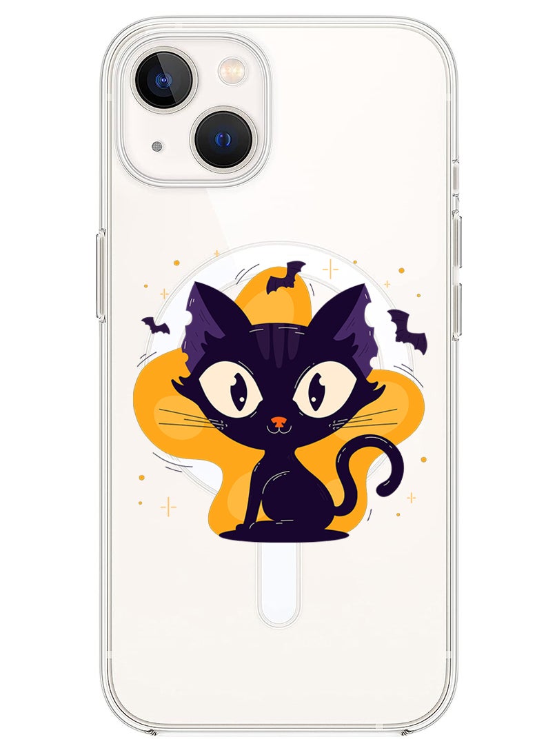 Theodor - Magnetic Case for iPhone 13 6.1-inch Compatible with MagSafe Wireless Charging, Shockproof Phone Bumper Cover Black Cat Halloween - Image 1