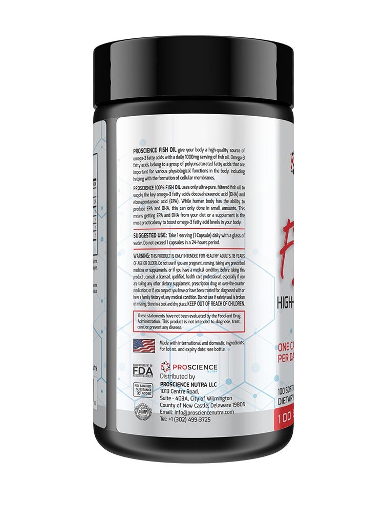 Proscience Pro Science, 1000mg Fish Oil, 100 Softgels, 100 Servings - Image 2