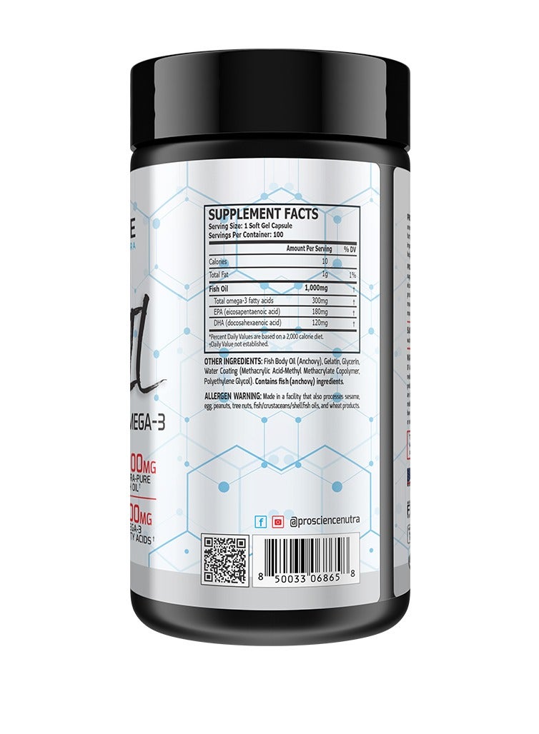 Proscience Pro Science, 1000mg Fish Oil, 100 Softgels, 100 Servings - Image 3