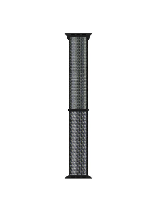 For Apple Iwatch Watch Strap For Applewatch S10/9/8se Velcro Nylon Loop Strap-Color:Dark Indigo With Shiny Green-Specifications:38/40/41/42(s10)mm  - Image 1