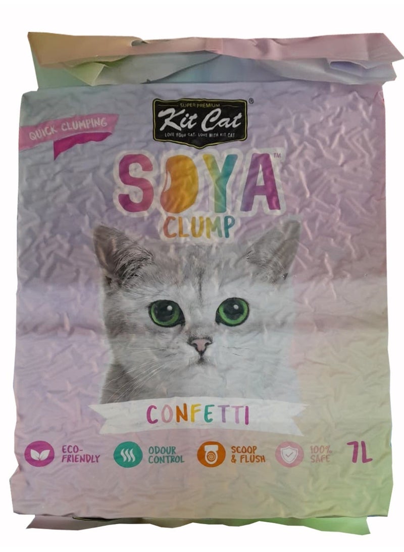 Kit Cat رمل قطط سوي كلومب من فول الصويا كونفيتي 7 لتر