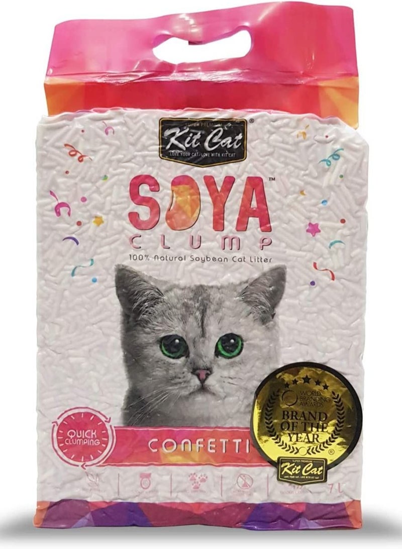 Kit Cat رمل قطط سوي كلومب من فول الصويا كونفيتي 7 لتر