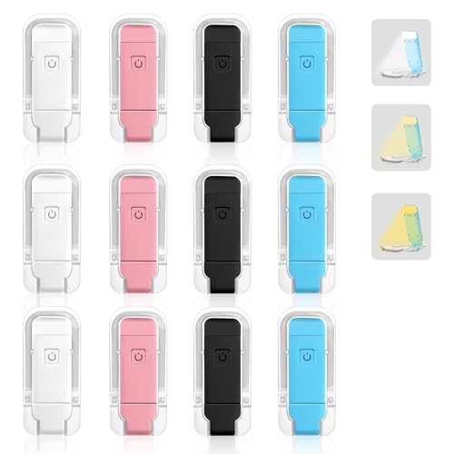 VZZNN 12 Pack Reading LightRechargeable Book Light for Reading in BedClipOn Book Lights with 3 Color TemperatureBulk Gifts for Book Lovers Kids AdultsMulticolor - Image 1