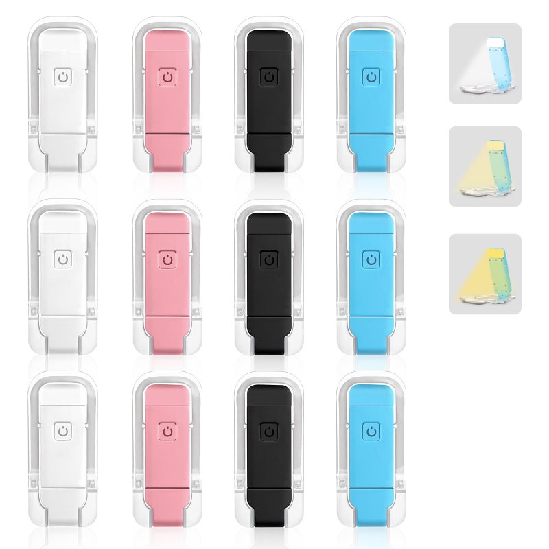 VZZNN 12 Pack Reading LightRechargeable Book Light for Reading in BedClipOn Book Lights with 3 Color TemperatureBulk Gifts for Book Lovers Kids AdultsMulticolor - Image 2