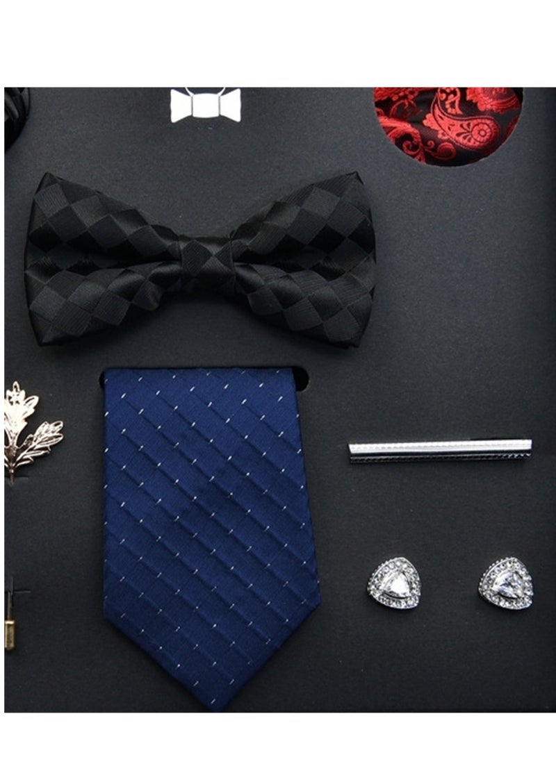 8 قطع من ربطات عنق رجال الأعمال الراقية الرسمية وربطة عنق وأزرار أكمام وإكسسوارات عصرية في صندوق هدايا - Image 3
