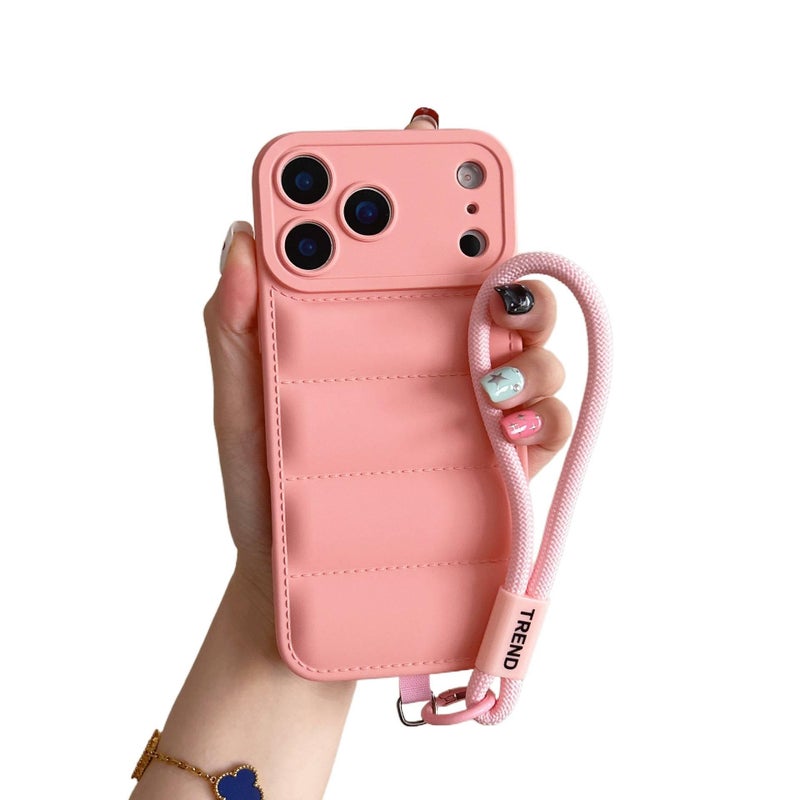 غطاء واقي | حبل اليد | مقاوم للصدمات لـ iPhone 13 | سيليكون | وردي - Image 1