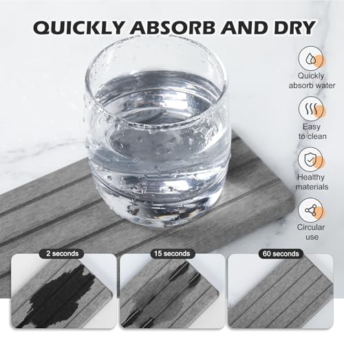Lyxel 4PCS Stone Drying Tray for Bathroom Sink and Kitchen Counter Fast Drying Diatomite Stone Sink Tray Soap Trays Diatomaceous Coaster Water Absorbing Stones Trays for Sinks - Image 3