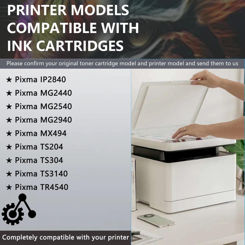 High Yield Black and Color Ink Cartridges for Pixma IP2840 MG2440 MG2940 Printers - Image 3