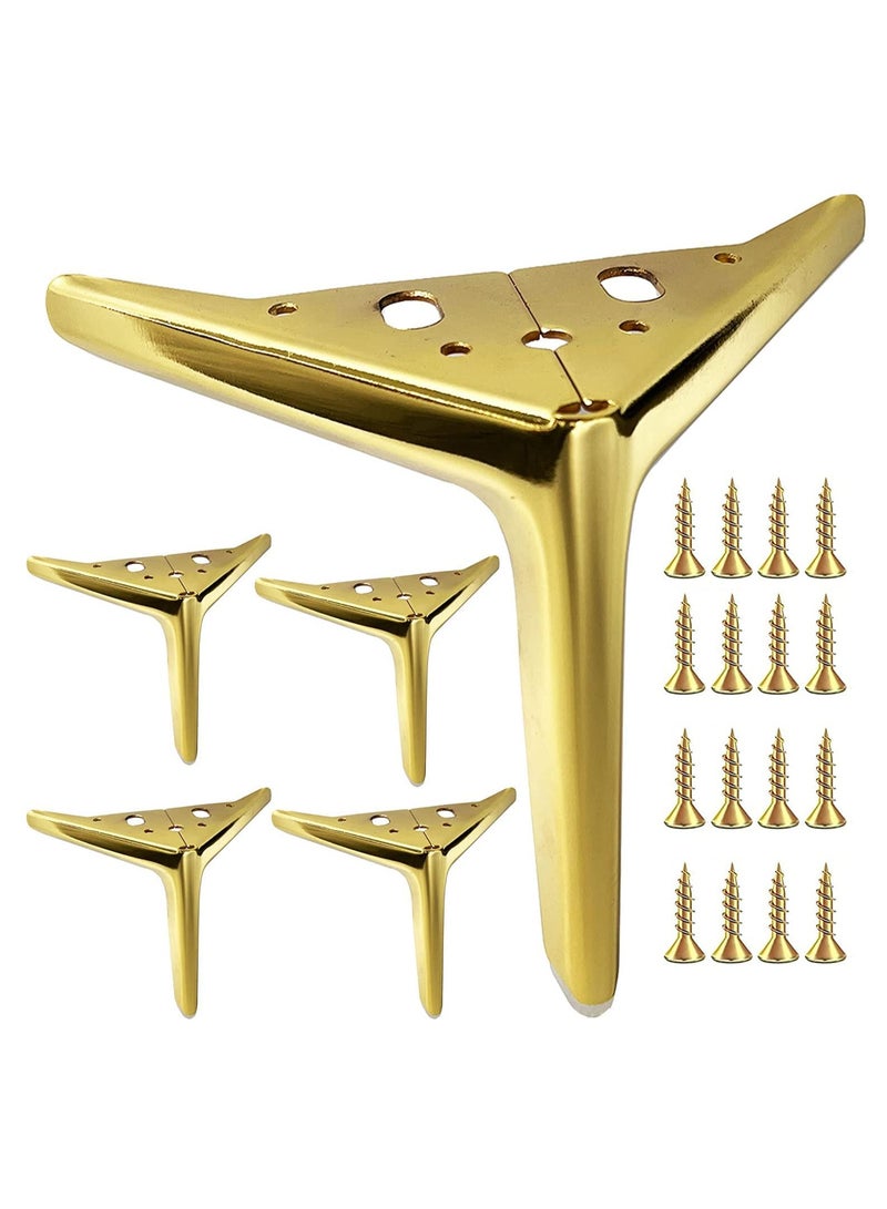 Zikra Metal Golden Furniture Sofa Legs DIY Replacement Heavy Duty Modern Triangle Steel Feet for Cabinet Dresser TV Stand End Coffee Table Cupboard Couch Bed Chair Armchair Wardrobe Ottoman 5.9inch 15cm - Image 1