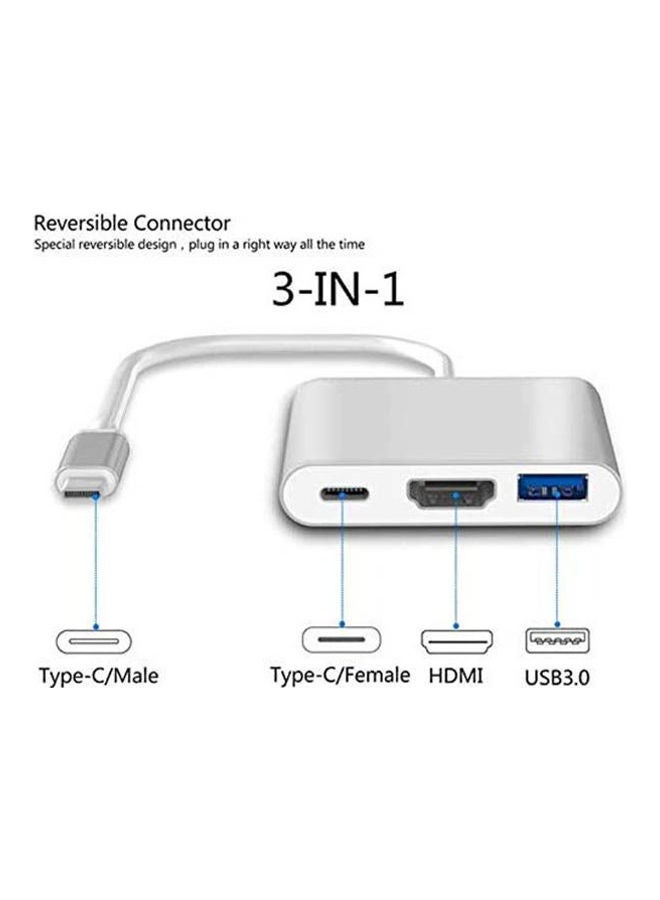 Adapter Cable Type-C To Hdmi Converter 4K Usb3 1Type-C To Hdmi 3-In-1 Hd Silver - Image 2