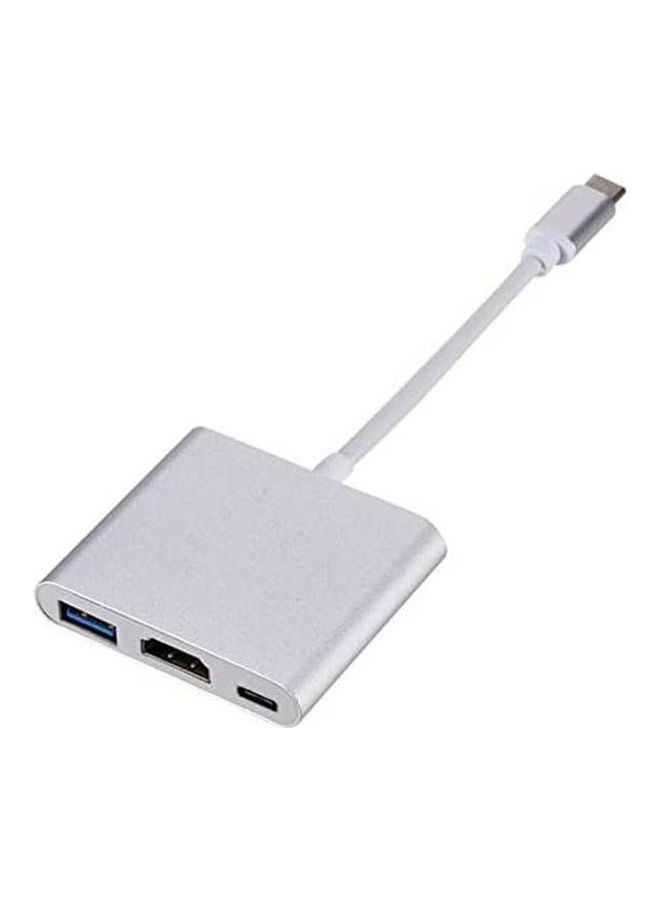 Adapter Cable Type-C To Hdmi Converter 4K Usb3 1Type-C To Hdmi 3-In-1 Hd Silver - Image 1