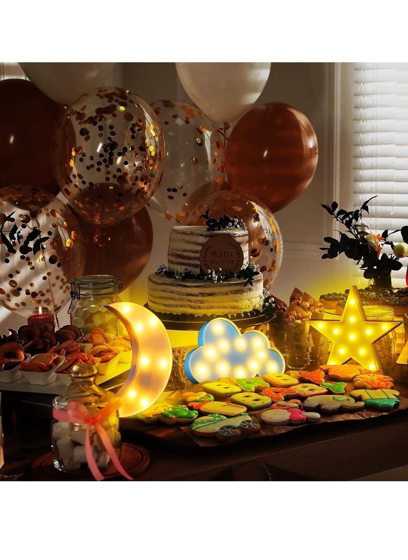 Generic - 3 Pcs Decorative Star Cloud Moon Night Lights LED Nursery Crescent Night Signs  Remote Control Moon Night Lamp Battery Operated for Baby Shower Kids Bedroom Nursery Wall Decorations - Image 1
