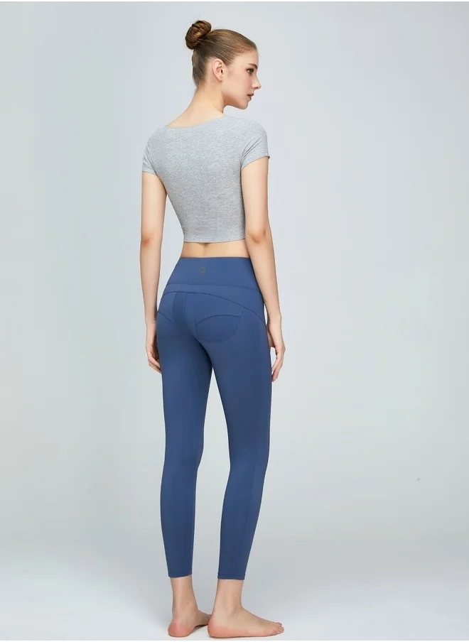 كون.يوغا Womens Mid Waist Contour Seamless Workout Sport Leggings Yoga Pants Tummy Control Running Pants