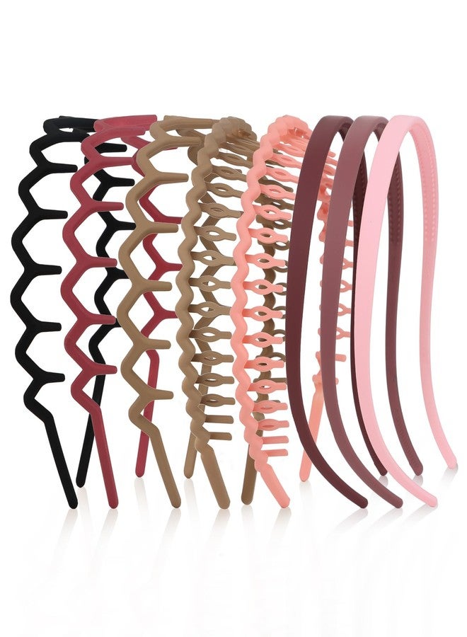 كافتي مجموعة CAVETEE المكونة من 8 قطع من عصابات الرأس العصرية، بتصميمات متعرجة وكلاسيكية أنيقة، عصابات رأس مريحة بدون ضغط للنساء والفتيات، إكسسوارات شعر مريحة وغير قابلة للانزلاق (سلسلة وردية، مقاس واحد) - Image 1
