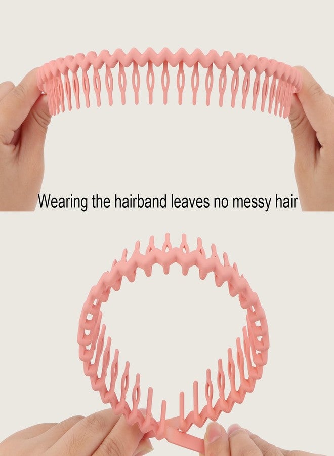 كافتي مجموعة CAVETEE المكونة من 8 قطع من عصابات الرأس العصرية، بتصميمات متعرجة وكلاسيكية أنيقة، عصابات رأس مريحة بدون ضغط للنساء والفتيات، إكسسوارات شعر مريحة وغير قابلة للانزلاق (سلسلة وردية، مقاس واحد) - Image 5