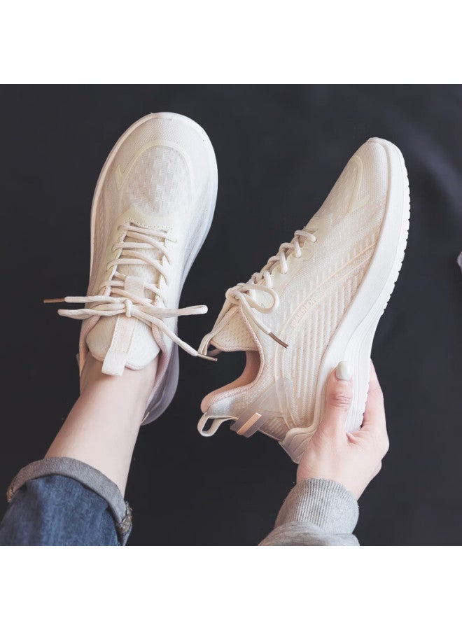Warrior Women's Mesh Sports Shoes Summer Breathable Comfortable Casual Running Shoes White Pink Size 36