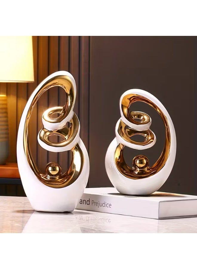 إيروريكس طقم مزهريات ديكورية سيراميكية (قطعتان) بأسلوب جلام – ديكور تجميلي مجرد للطاولات، مناسب لغرفة المعيشة والمكتب وكمركز طاولة، ديكور منزلي لعطلات الكريسماس - Image 2