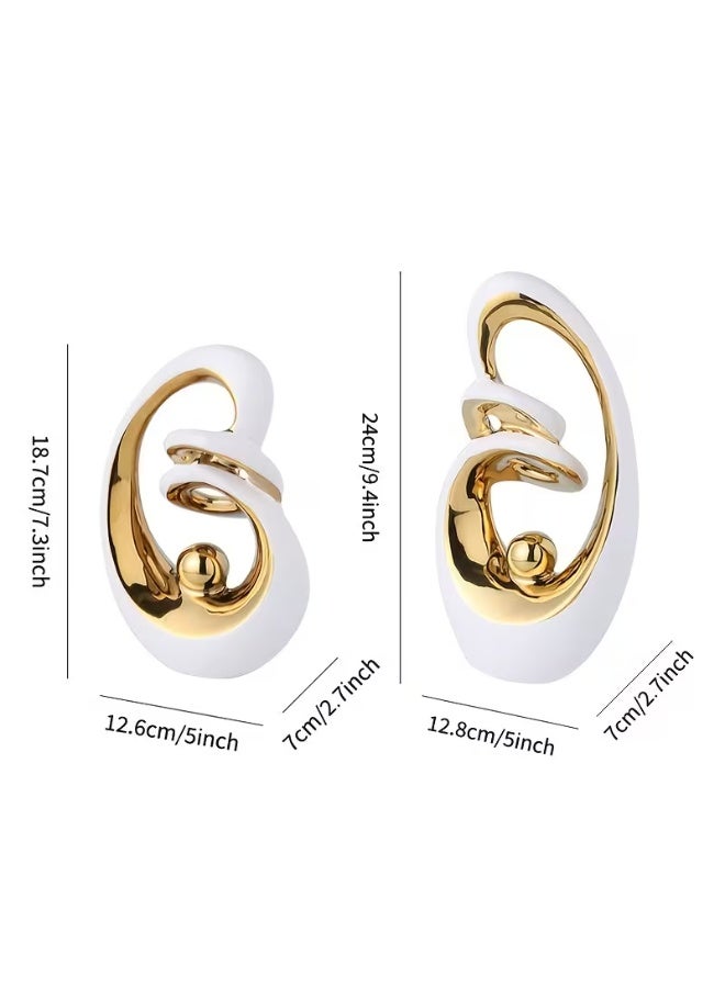 إيروريكس طقم مزهريات ديكورية سيراميكية (قطعتان) بأسلوب جلام – ديكور تجميلي مجرد للطاولات، مناسب لغرفة المعيشة والمكتب وكمركز طاولة، ديكور منزلي لعطلات الكريسماس - Image 3