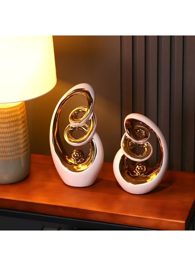 إيروريكس طقم مزهريات ديكورية سيراميكية (قطعتان) بأسلوب جلام – ديكور تجميلي مجرد للطاولات، مناسب لغرفة المعيشة والمكتب وكمركز طاولة، ديكور منزلي لعطلات الكريسماس - Image 5