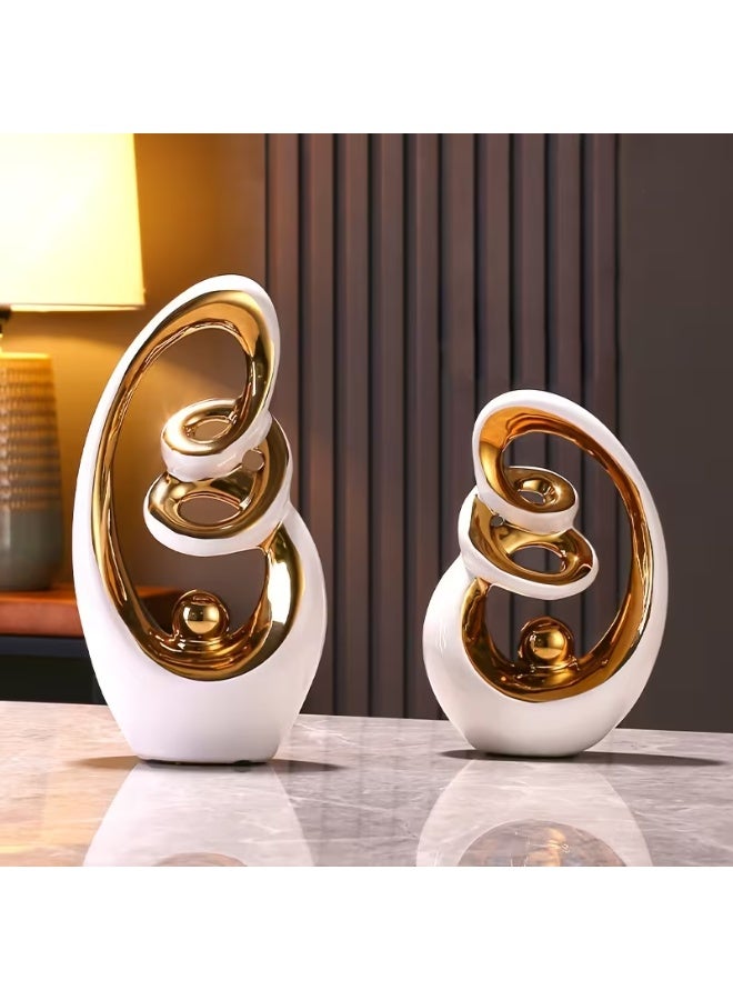 إيروريكس طقم مزهريات ديكورية سيراميكية (قطعتان) بأسلوب جلام – ديكور تجميلي مجرد للطاولات، مناسب لغرفة المعيشة والمكتب وكمركز طاولة، ديكور منزلي لعطلات الكريسماس - Image 4