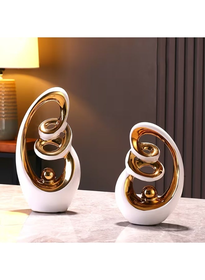 إيروريكس طقم مزهريات ديكورية سيراميكية (قطعتان) بأسلوب جلام – ديكور تجميلي مجرد للطاولات، مناسب لغرفة المعيشة والمكتب وكمركز طاولة، ديكور منزلي لعطلات الكريسماس - Image 1