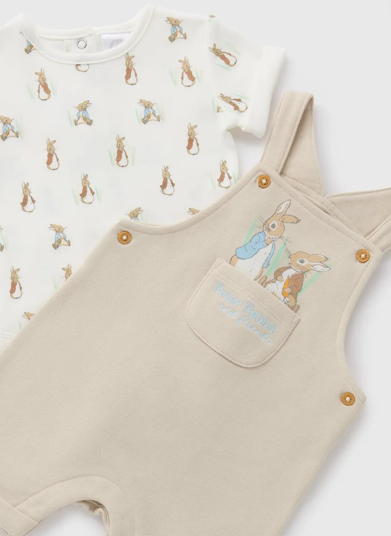 Matalan Peter Rabbit Baby Beige Dungaree Set