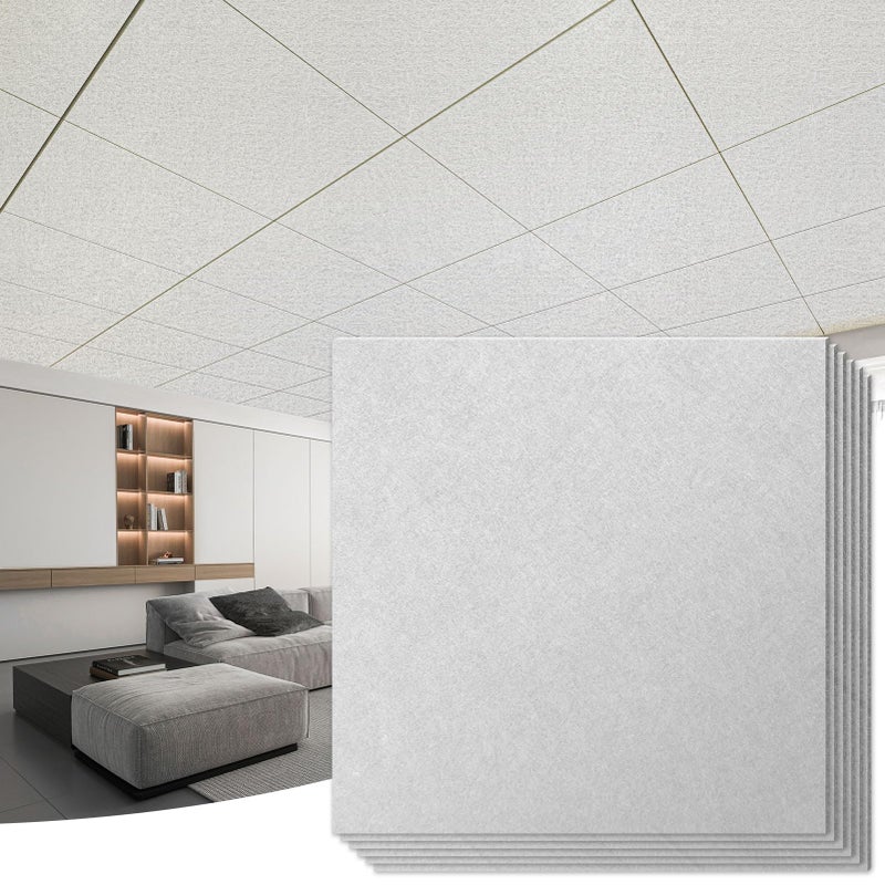 Art3d Smooth Drop Ceiling Tiles 2ft x 2ft, 12-Pack Waterproof Polyester Ceiling Panels for Office Basement Kitchen Recording Room, No Sagã€ Breakageã€Reusable,Covers 48 Sq.Ft, White - Image 1