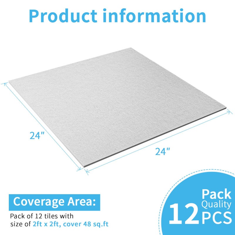 Art3d Smooth Drop Ceiling Tiles 2ft x 2ft, 12-Pack Waterproof Polyester Ceiling Panels for Office Basement Kitchen Recording Room, No Sagã€ Breakageã€Reusable,Covers 48 Sq.Ft, White - Image 5