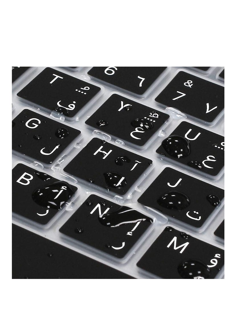 SYOSI - Arabic Language Ultra Thin Silicone Keyboard Cover for 2021 2020 MacBook Air 13 Inch A2179 and A2337 Apple M1 Chip (EU Layout) with Touch ID Keyboard Accessories Protective Skin (Black) - Image 1