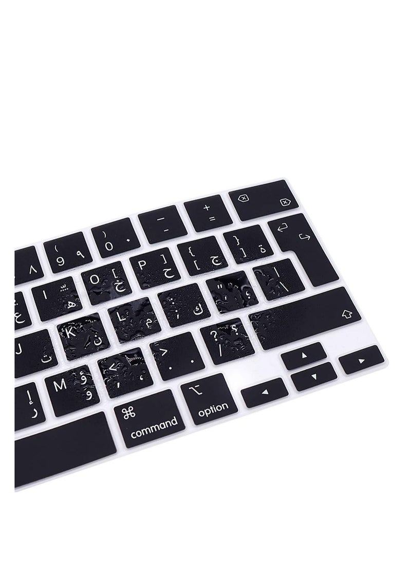 SYOSI - Arabic Language Ultra Thin Silicone Keyboard Cover for 2021 2020 MacBook Air 13 Inch A2179 and A2337 Apple M1 Chip (EU Layout) with Touch ID Keyboard Accessories Protective Skin (Black) - Image 1