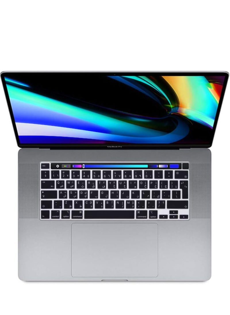 SYOSI - Arabic Language Ultra Thin Silicone Keyboard Cover for 2021 2020 MacBook Air 13 Inch A2179 and A2337 Apple M1 Chip (EU Layout) with Touch ID Keyboard Accessories Protective Skin (Black) - Image 1