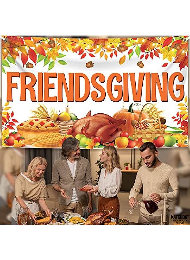KATCHON Large Friendsgiving Banner Decorations 72X44 Inch | Friendsgiving Backdrop For Friendsgiving Party Decorations | Happy Friendsgiving Banner For Thanksgiving Decorations | Friendsgiving Decorations  - Image 5