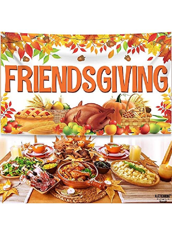KATCHON Large Friendsgiving Banner Decorations 72X44 Inch | Friendsgiving Backdrop For Friendsgiving Party Decorations | Happy Friendsgiving Banner For Thanksgiving Decorations | Friendsgiving Decorations  - Image 2