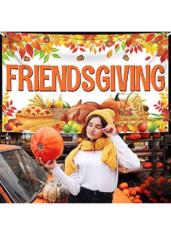 KATCHON Large Friendsgiving Banner Decorations 72X44 Inch | Friendsgiving Backdrop For Friendsgiving Party Decorations | Happy Friendsgiving Banner For Thanksgiving Decorations | Friendsgiving Decorations  - Image 3