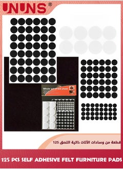 UNUNS Felt Furniture Pads,125 Pcs Chair Leg Floor Protectors,Self Adhesive Furniture Pads,Furnigear Anti Scratches Felt Pads For Hardwood Floors And Laminate,Home Desk Chair Sofa Leg,Black  - Image 1