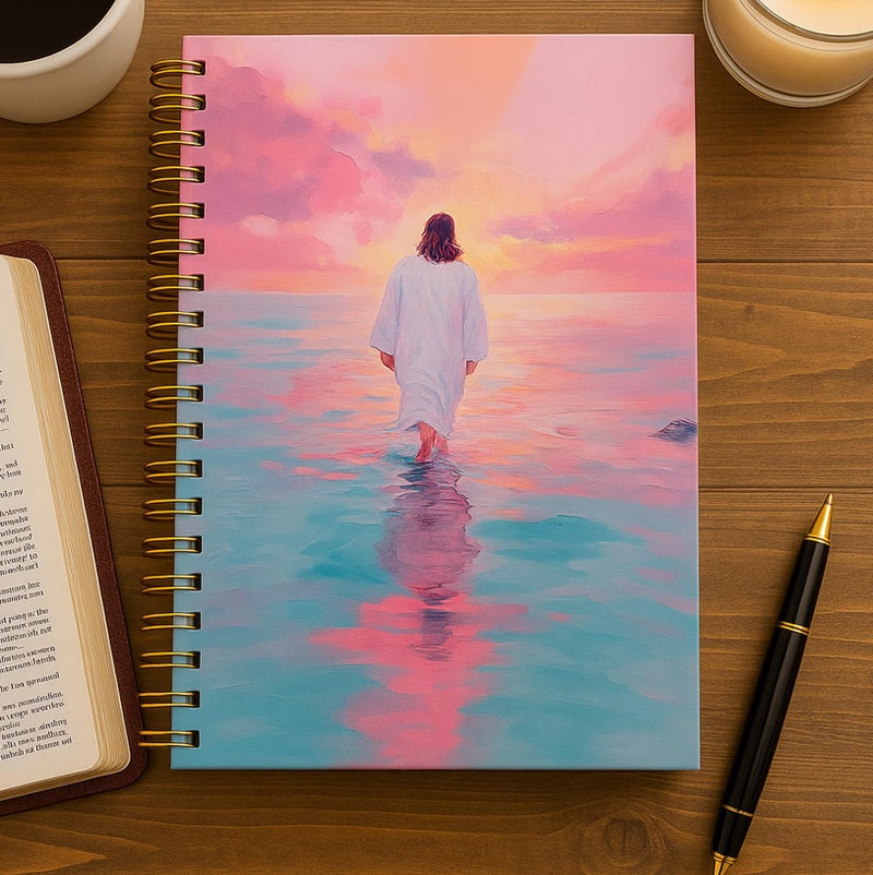 bitCNY Jesus Christ Spiral Notebook, Jesus Christ Walking on Water, Church Notes Journal, I Will Walk With Christ LDS, Home & Office, Spiral Bound 5.5x8.3 - Image 3