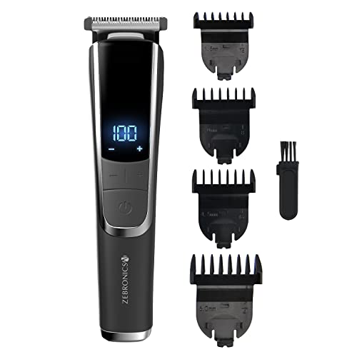 Zebronics ZEB-HT102 Cordless/Cord Use Trimmer up To 120mins Backup, USB Fast Charge, LED Display, 3 Speed Modes, Rounded Tip Stainless Steel Blade, 4 Guide Combs, Washable Attachments and ABS, Black - Image 1