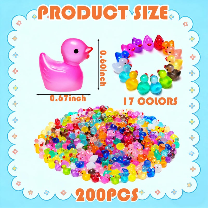 PAPPYN-A 200pcs Luminous Mini Resin Ducks, Small Plastic Miniature Ducks Tiny Animals Bulk Glow in The Dark Figures for DIY Garden Dollhouse Decor Micro Home Landscape Aquarium Craft Gifts Party Favors - Image 2