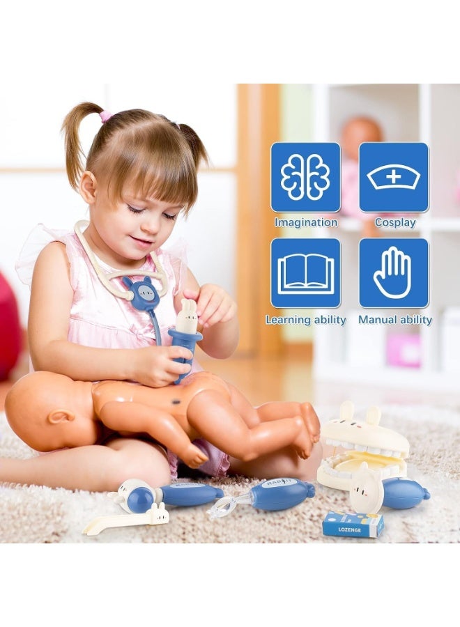Sparklepals 34-Piece Kids Doctor Play Set - Blue Cute Rabbit Medical Kit with Storage Box, Pretend Nurse Toy, Educational Role Play Gift for Boys and Girls - Image 3