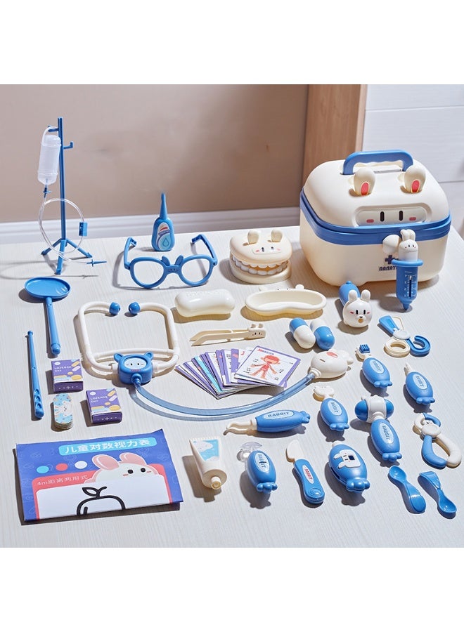 Sparklepals 34-Piece Kids Doctor Play Set - Blue Cute Rabbit Medical Kit with Storage Box, Pretend Nurse Toy, Educational Role Play Gift for Boys and Girls - Image 1