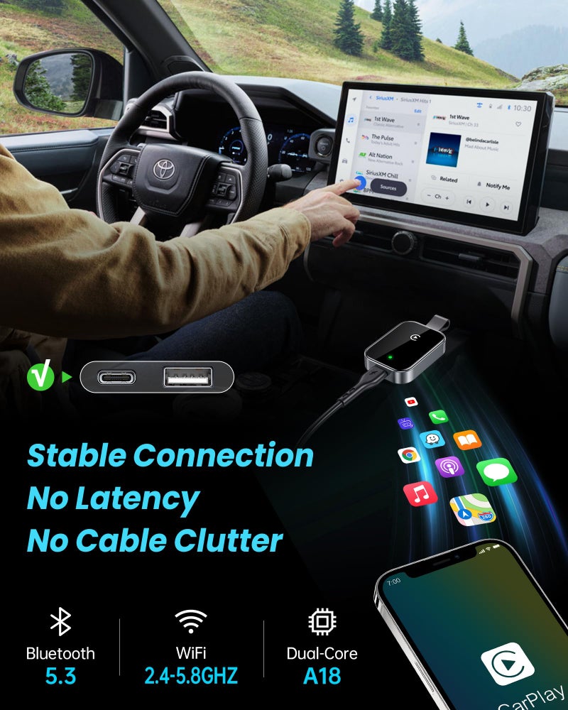 ZYW High Tech Wireless CarPlay Adapter for Apple-Super Mini Edition | Easy to Upgrade Wired Car Play to Wireless | Latency-Free in-Dash Navigation GPS Dongle for iPhone iOS 10+(Licorice Espresso) - Image 5