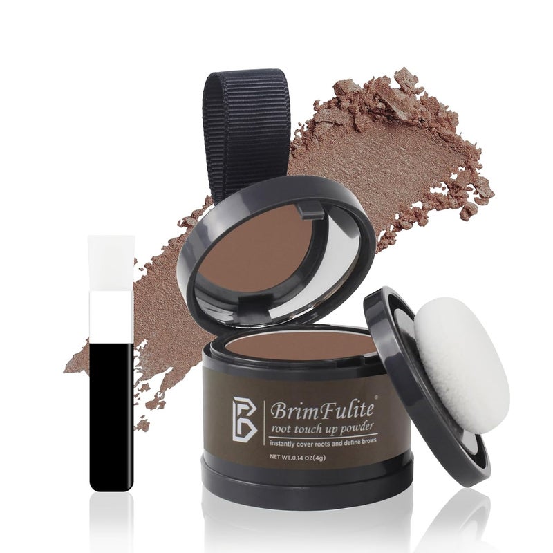 BRIMFULITE Hair Root Touch Up Powder, Quick Cover Gray Hairline Powder, Windproof & Sweatproof Root Cover Up for Women Men with Compact Puff and Mirror 0.14 Oz. (Auburn, 0.14 Oz.) 